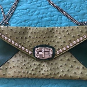 Olive and Green Blingy Clutch Bag